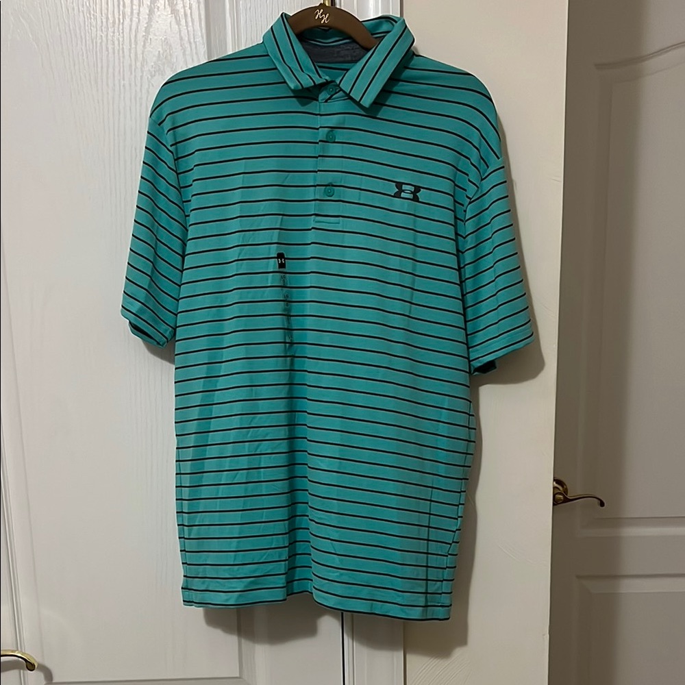 Under Armour Men's Teal Striped Polo Shirt